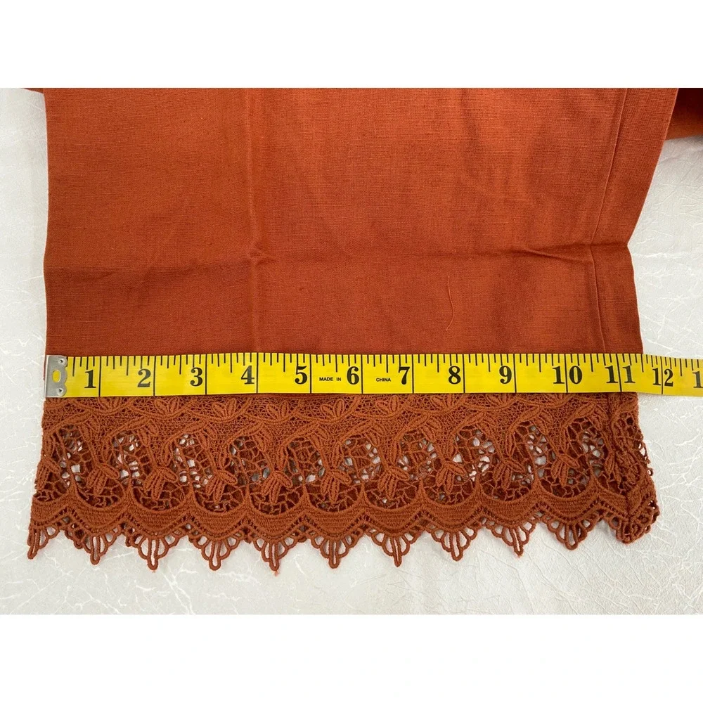 Billabong Lace and Lies Spiced Coral Crochet Trim Wide Leg Jumpsuit‎ Small NEW